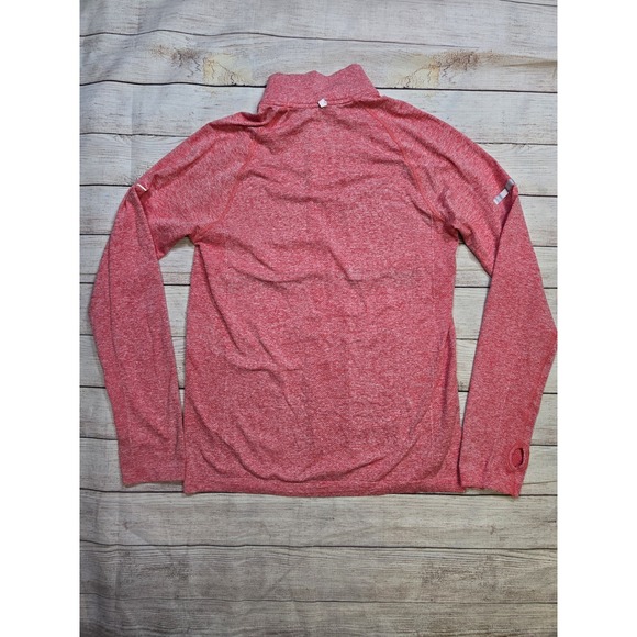 Nike Running Quarter Zip Long Sleeve Knit Mens Medium Red Reflective Dri-Fit Top - Picture 9 of 9